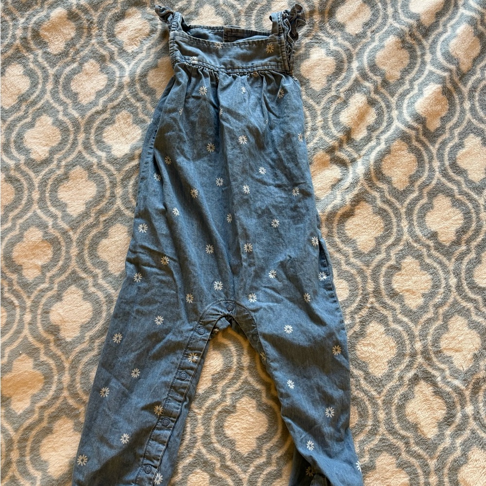 Carter's Blue Jumpsuit with White Floral Pattern Size 24 months